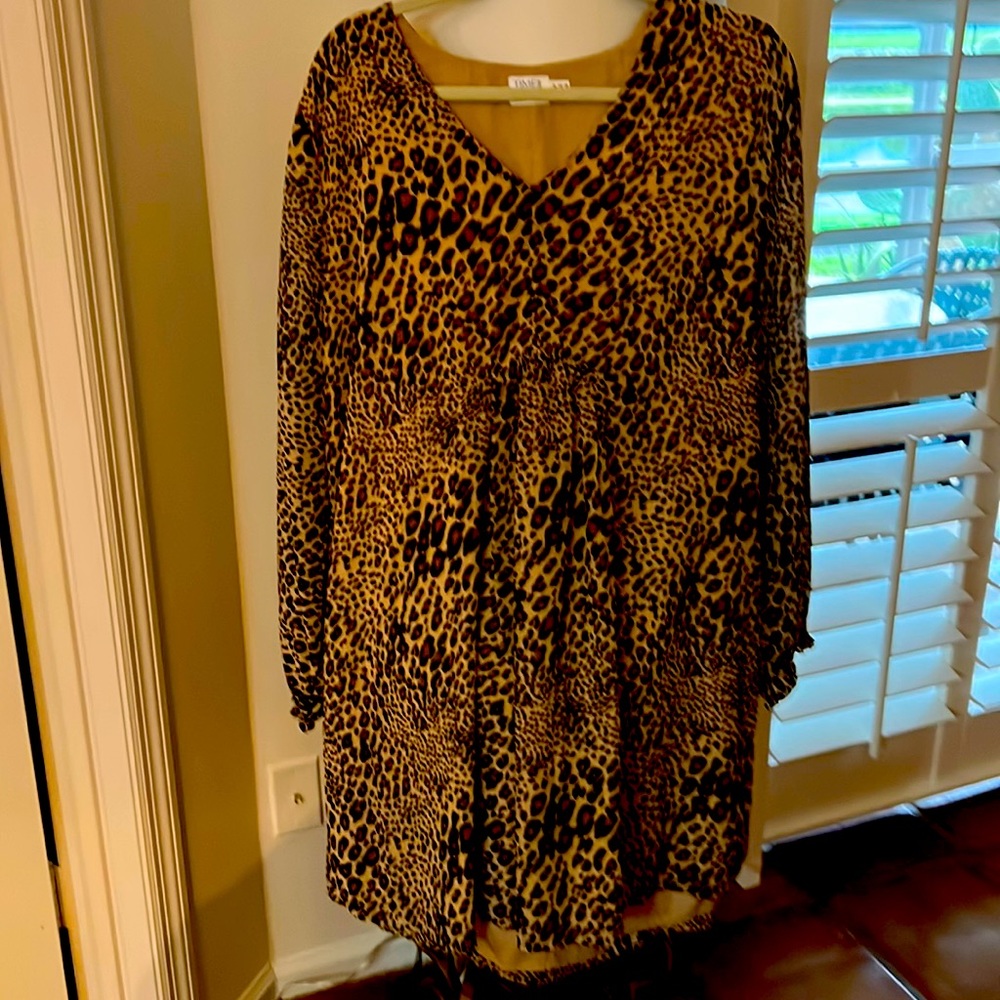 Leopard dress long sleeves brown